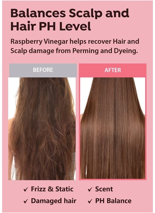 RASPBERRY VINEGAR HAIR MIST (3.55 fl oz) Scalp Hair Care Mist, Hair Perfume, Frizz-free, Refreshing Floral Scent All Day, Non-sticky