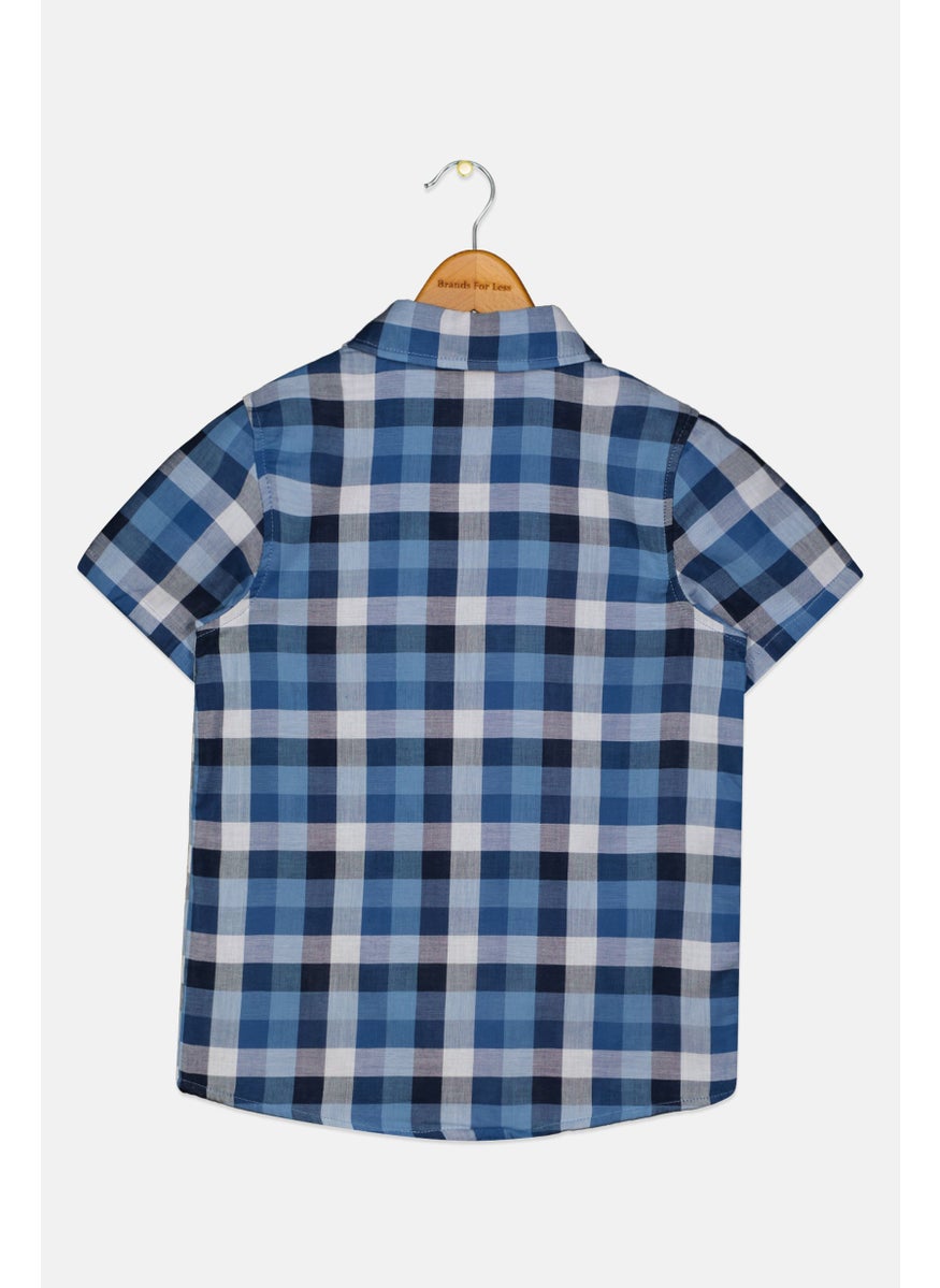Kids Boy Short Sleeves Plaid Casual Shirt, Multicolor