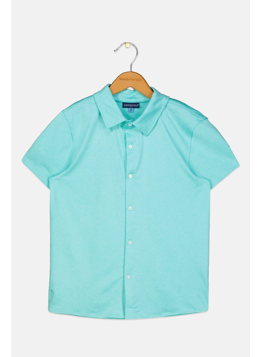 Kids Boy Short Sleeve Plain Polo Shirt, Aqua Blue