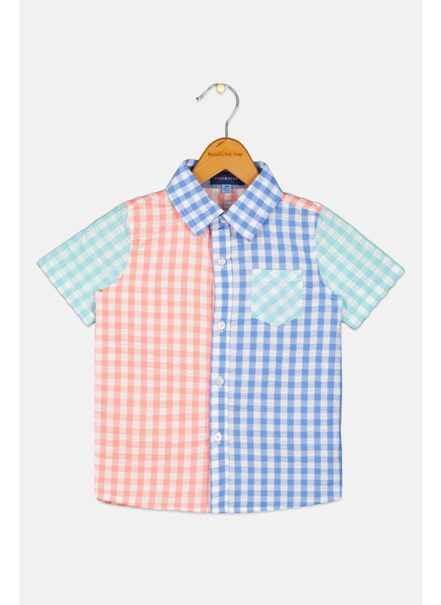 Toddler Boy Spread Collar Short Sleeve Top, Blue