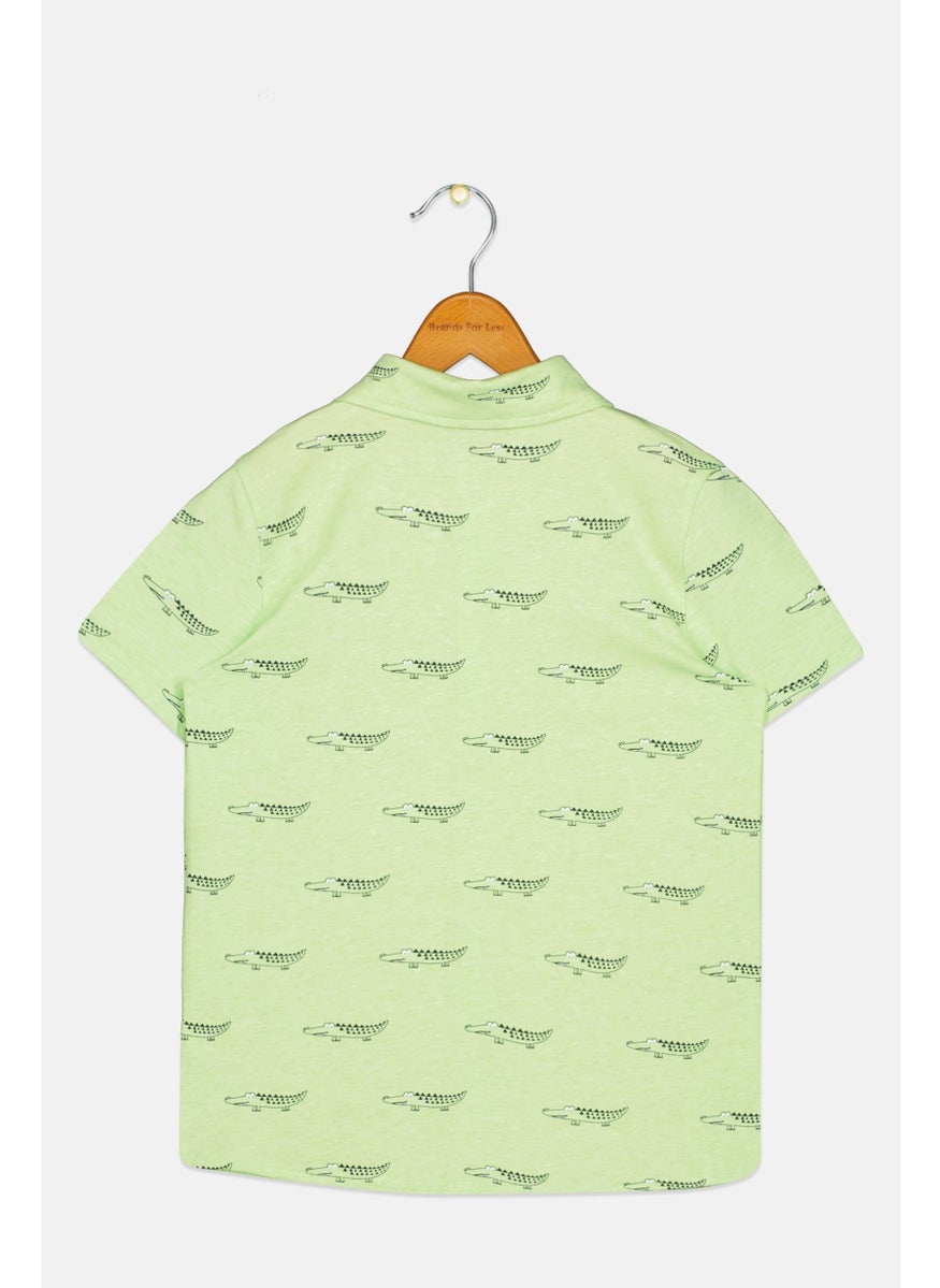 Kids Boy Croco Print Short Sleeve Tops, Multicolor
