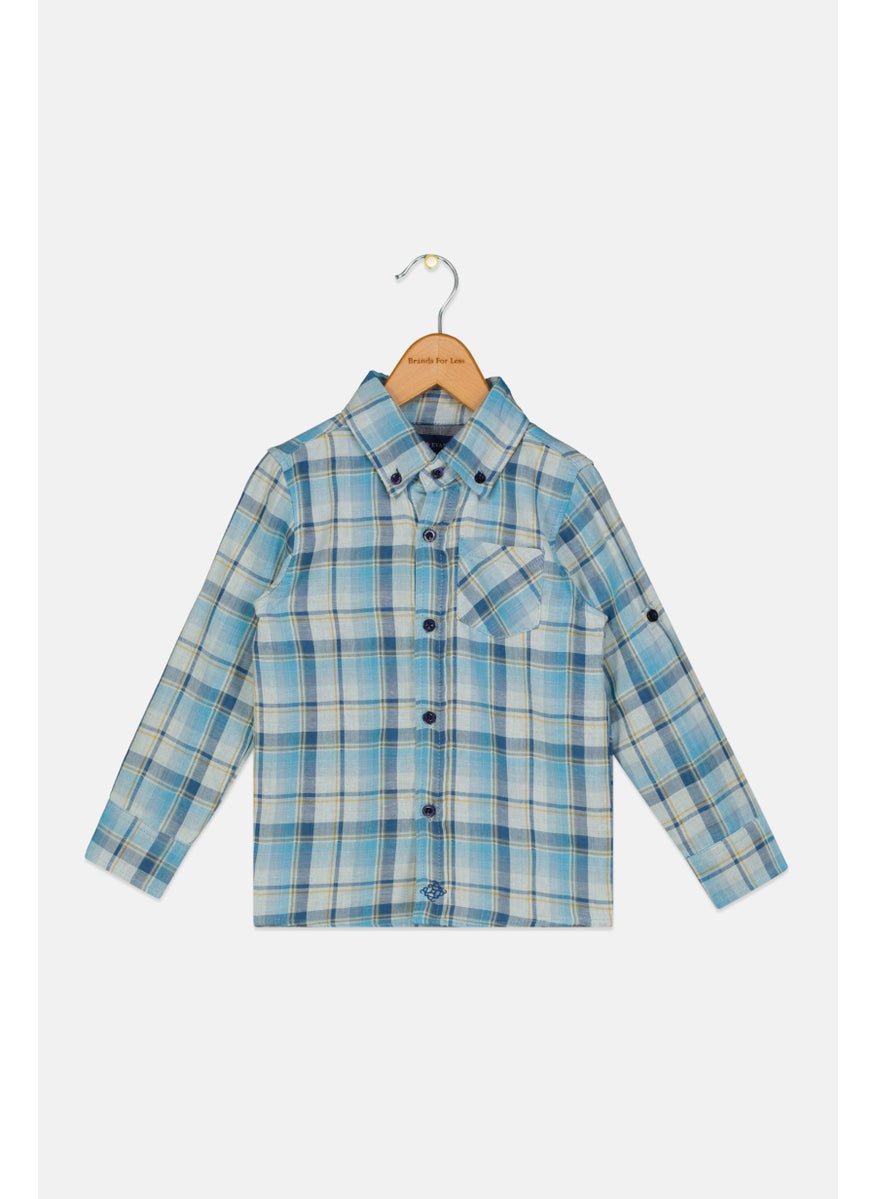 Toddlers Boy Plaid Button Closure Shirts, Multicolor