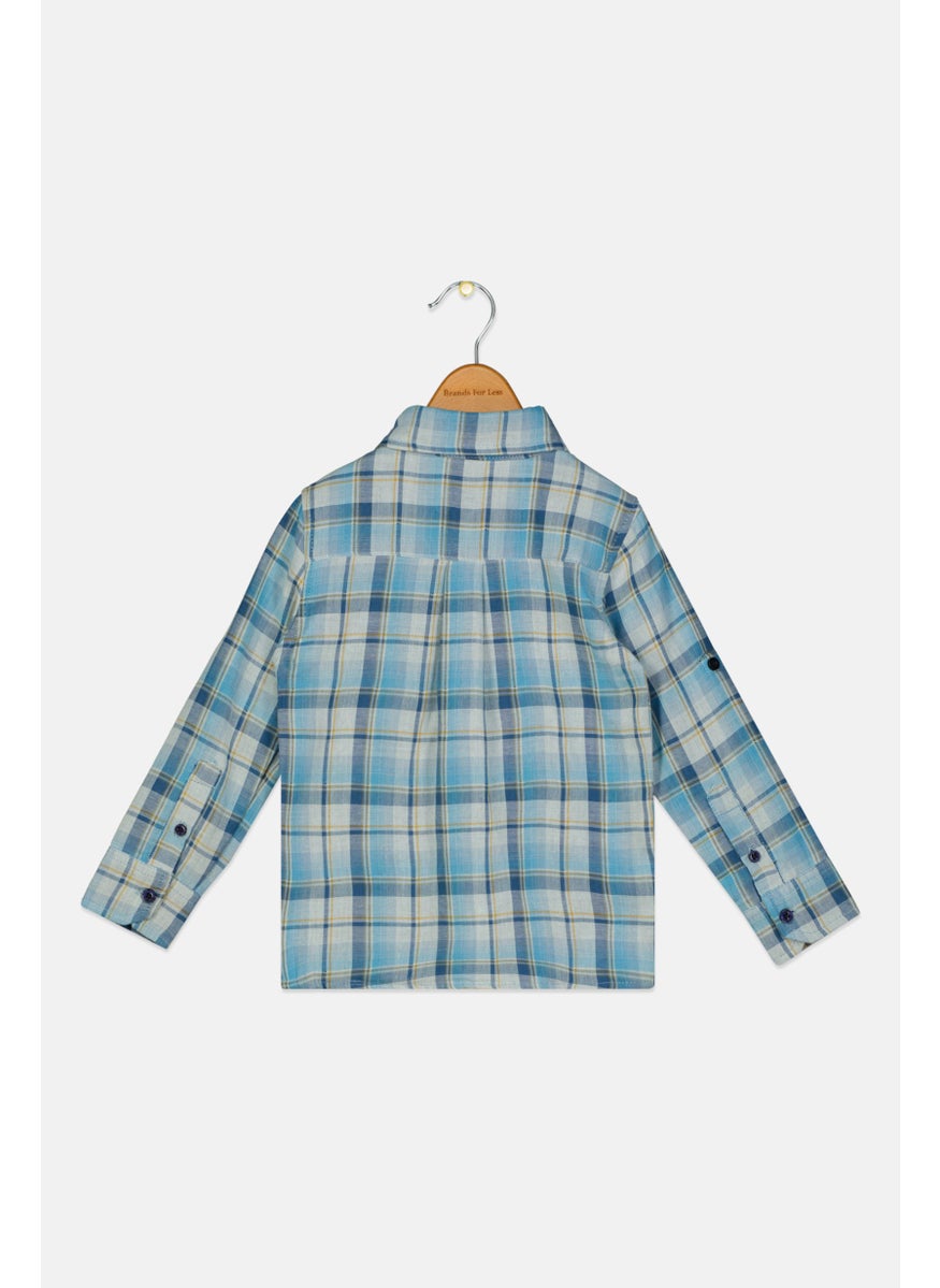 Toddlers Boy Plaid Button Closure Shirts, Multicolor