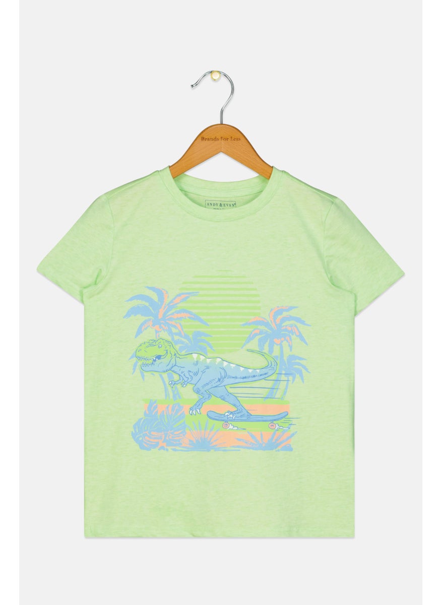 Kids Boy Short Sleeve Graphic Print T-Shirts, Light Green