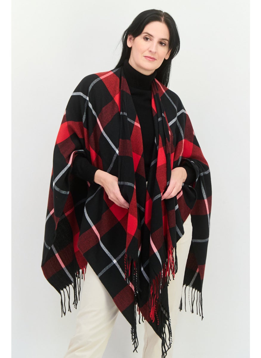 Women Checkered Scarfs, Red