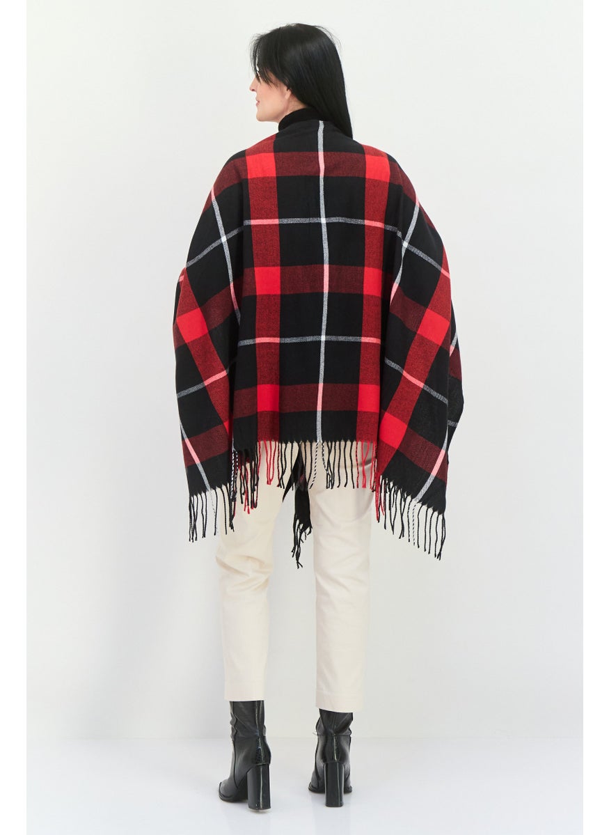 Women Checkered Scarfs, Red