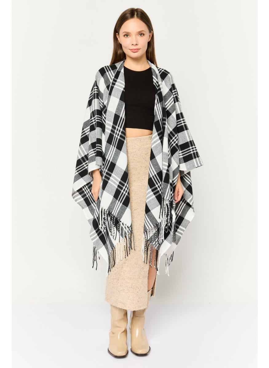 Women Textured Riana Poncho 135 L x 78 H cm, Black