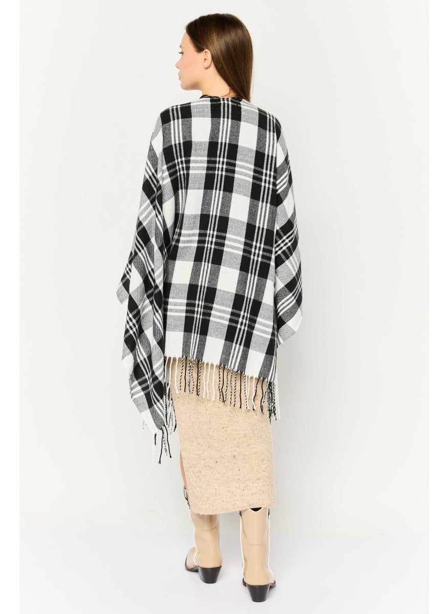 Women Textured Riana Poncho 135 L x 78 H cm, Black