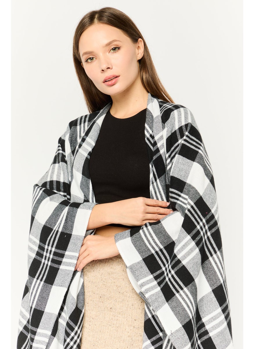 Women Textured Riana Poncho 135 L x 78 H cm, Black