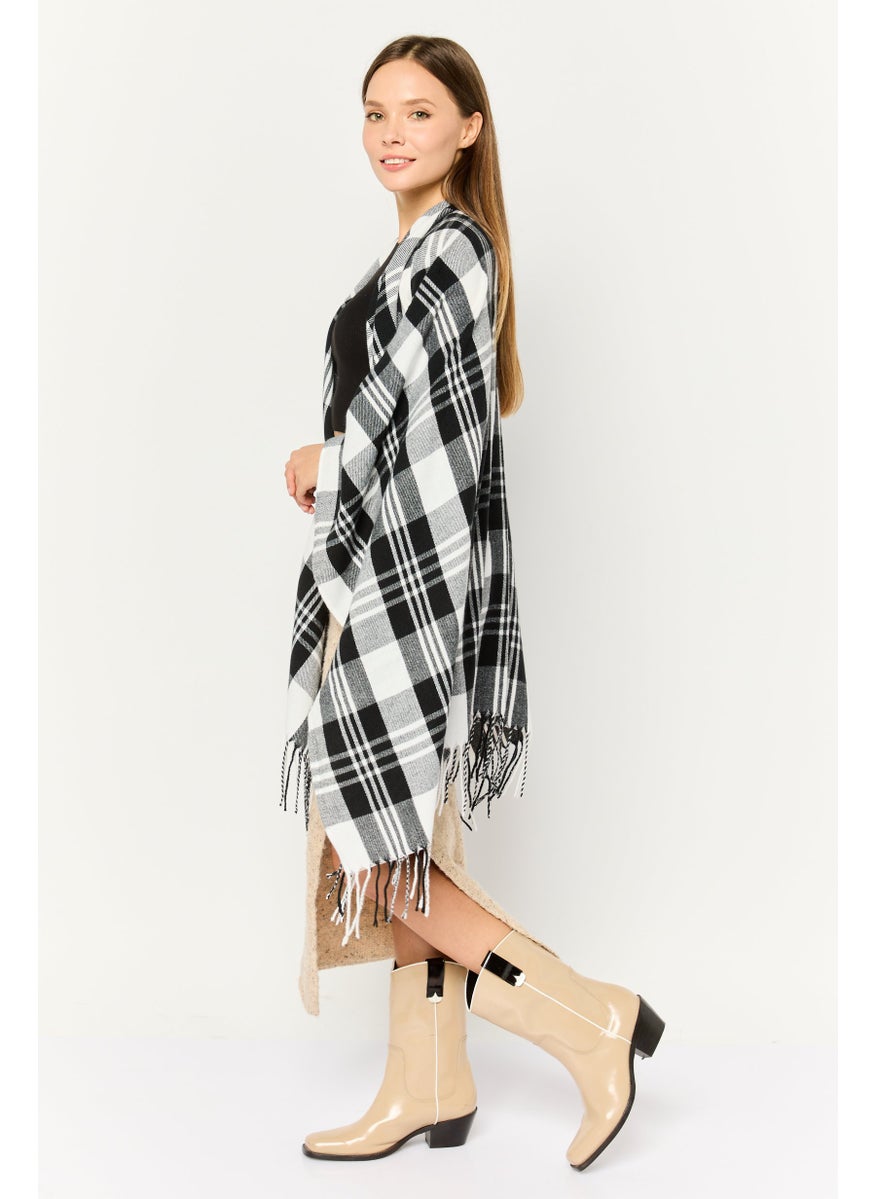 Women Textured Riana Poncho 135 L x 78 H cm, Black