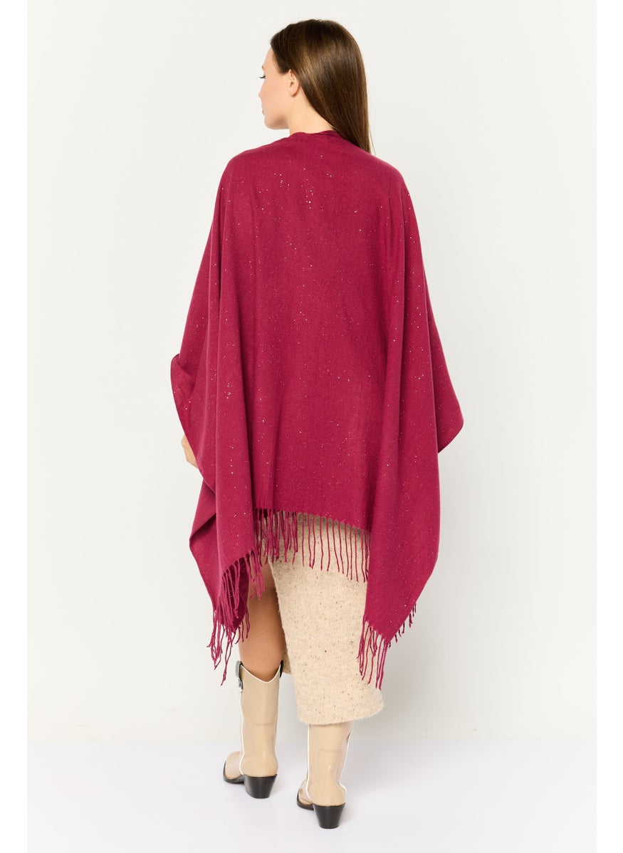 Women Textured Riana Poncho 135 L x 78 H cm, Maroon