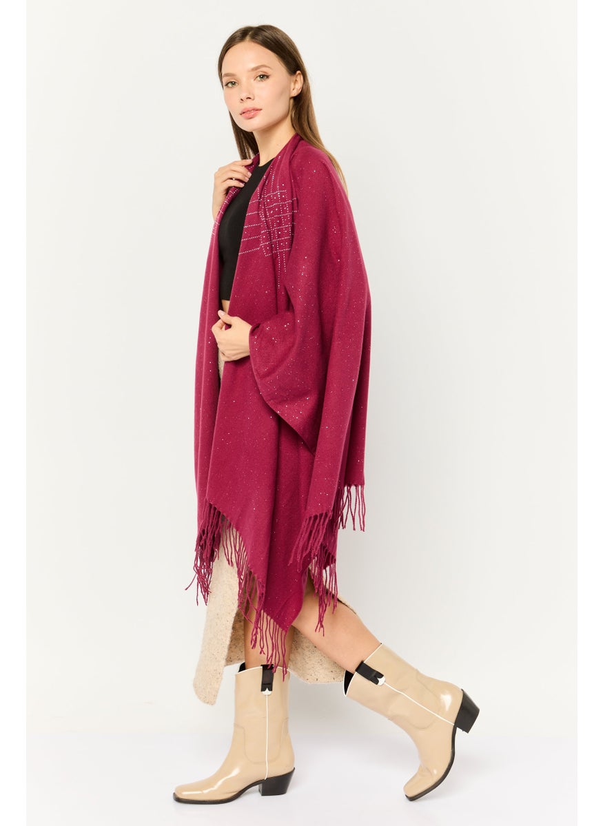 Women Textured Riana Poncho 135 L x 78 H cm, Maroon
