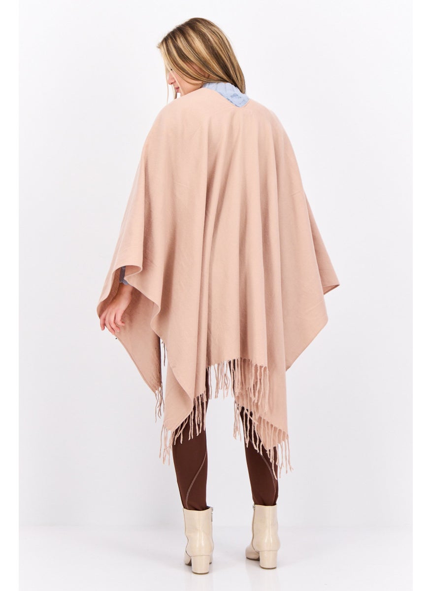 Women Embellished Soft Poncho, Blush