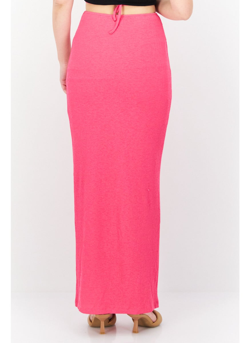 Women Textured Maxi Skirt, Magenta