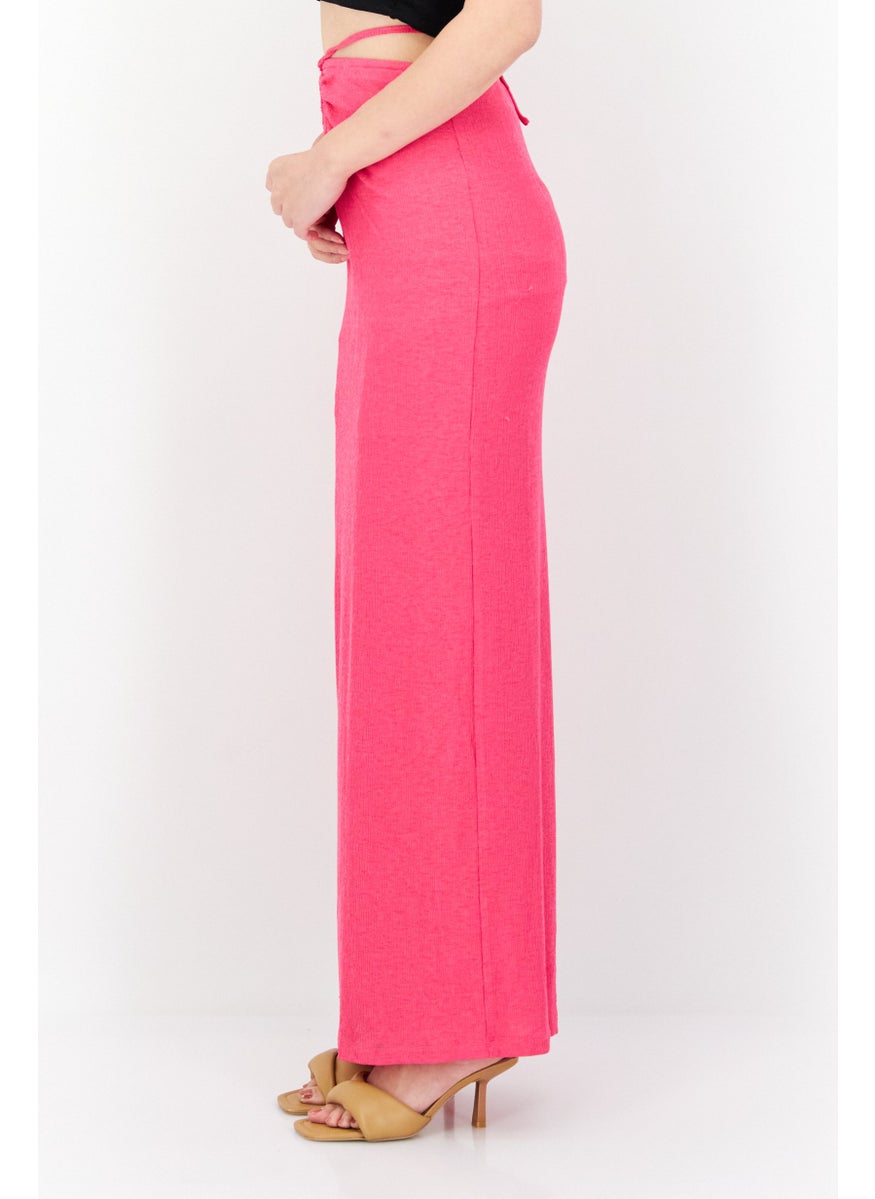 Women Textured Maxi Skirt, Magenta