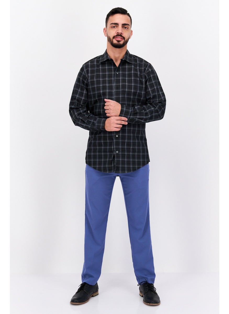 Men Regular Fit Long Sleeve Plaid Dress Shirt, Multicolor