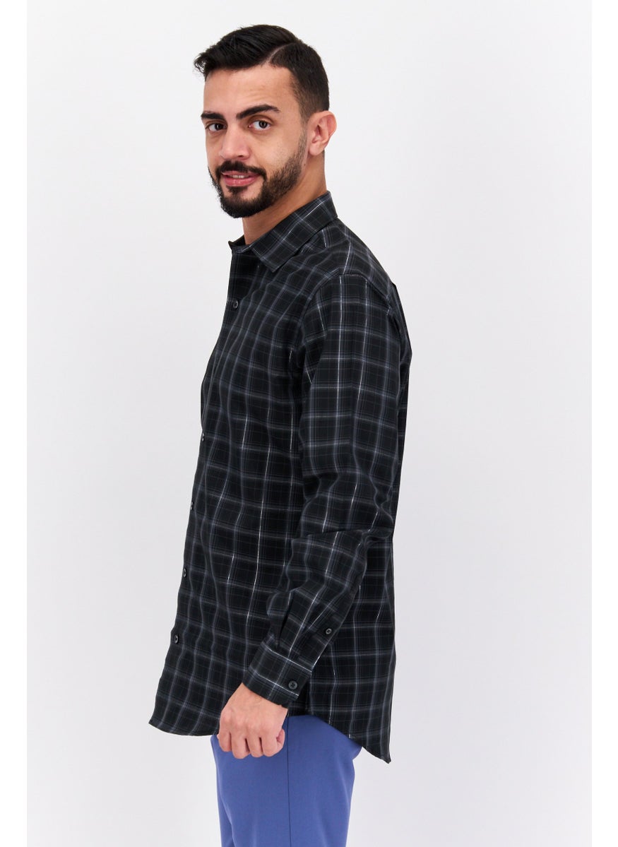 Men Regular Fit Long Sleeve Plaid Dress Shirt, Multicolor