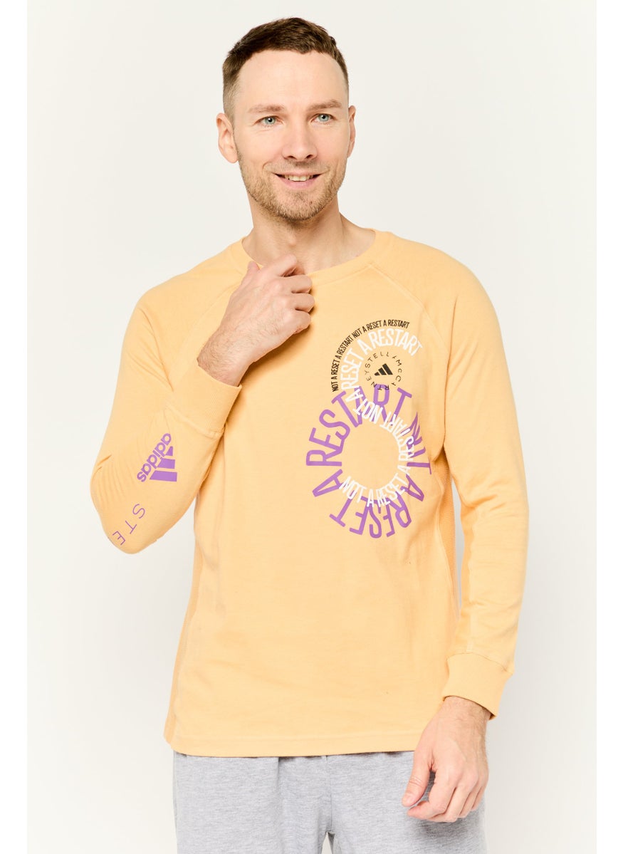 Adidas by Stella McCartney Men Sportswear Fit Long Sleeve Outdoor Sweatshirt, Pastel Orange