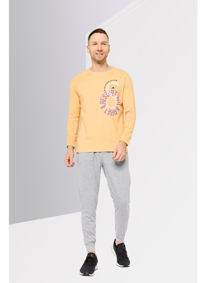 Adidas by Stella McCartney Men Sportswear Fit Long Sleeve Outdoor Sweatshirt, Pastel Orange
