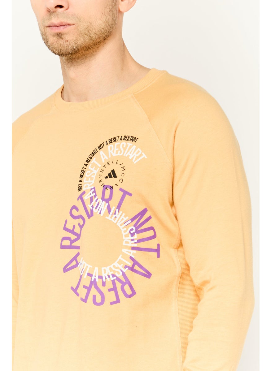 Adidas by Stella McCartney Men Sportswear Fit Long Sleeve Outdoor Sweatshirt, Pastel Orange