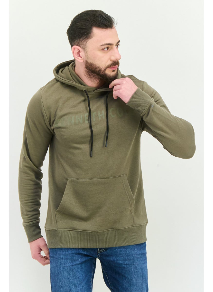 Men Sportswear Fit Long Sleeves Outdoor Hoodies, Olive