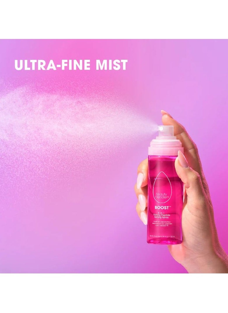 beautyblender Boost 4-in-1 Firming Peptide Setting Spray, Set Makeup Up to 18 hours, Plump & Hydrate Skin, While Blur Pores and Reduce Shine