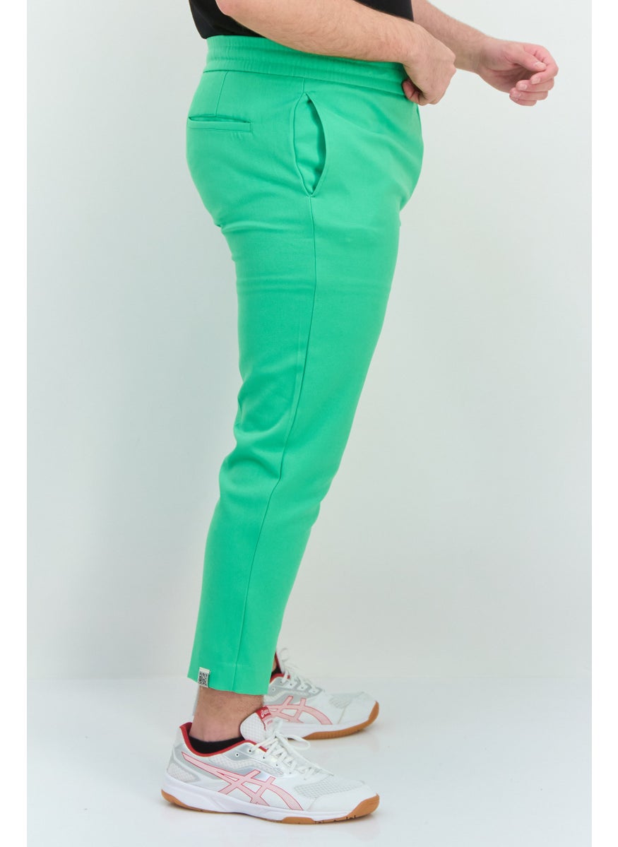 Men Regular Fit Brand Logo Drawstring Track Pants, Green