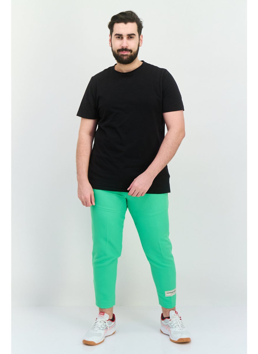 Men Regular Fit Brand Logo Drawstring Track Pants, Green