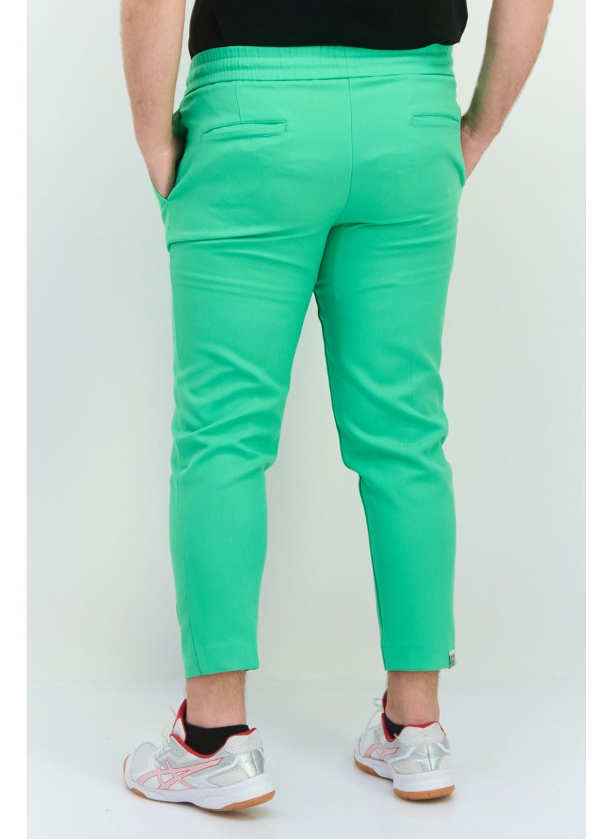 Men Regular Fit Brand Logo Drawstring Track Pants, Green