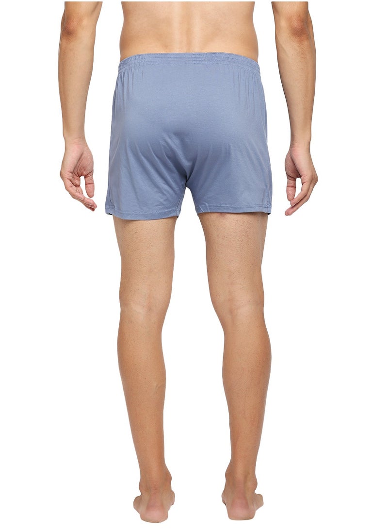 MEN'S KNITTED RELAXED FIT COTTON BOXER SHORTS (PACK OF 3) - LIGHT BLUE