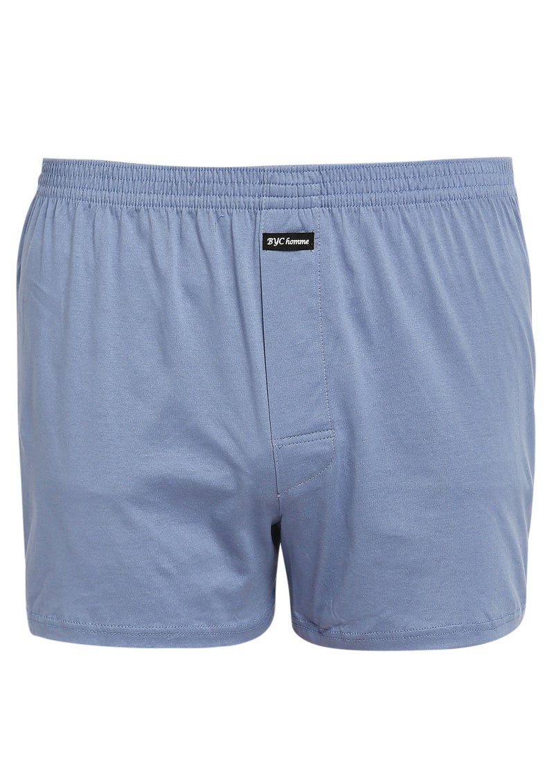 MEN'S KNITTED RELAXED FIT COTTON BOXER SHORTS (PACK OF 3) - LIGHT BLUE