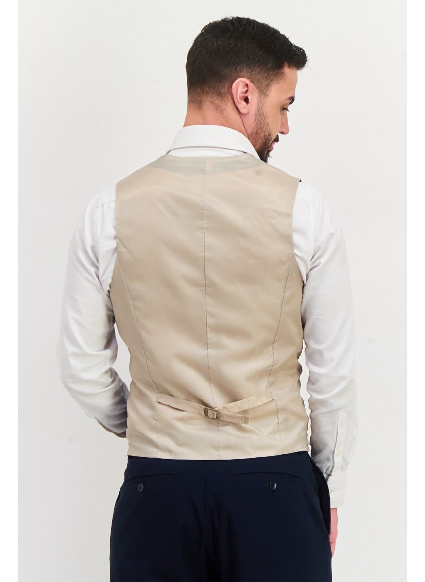 Men V-Neck Sleeveless Plain Vest, Navy Blue