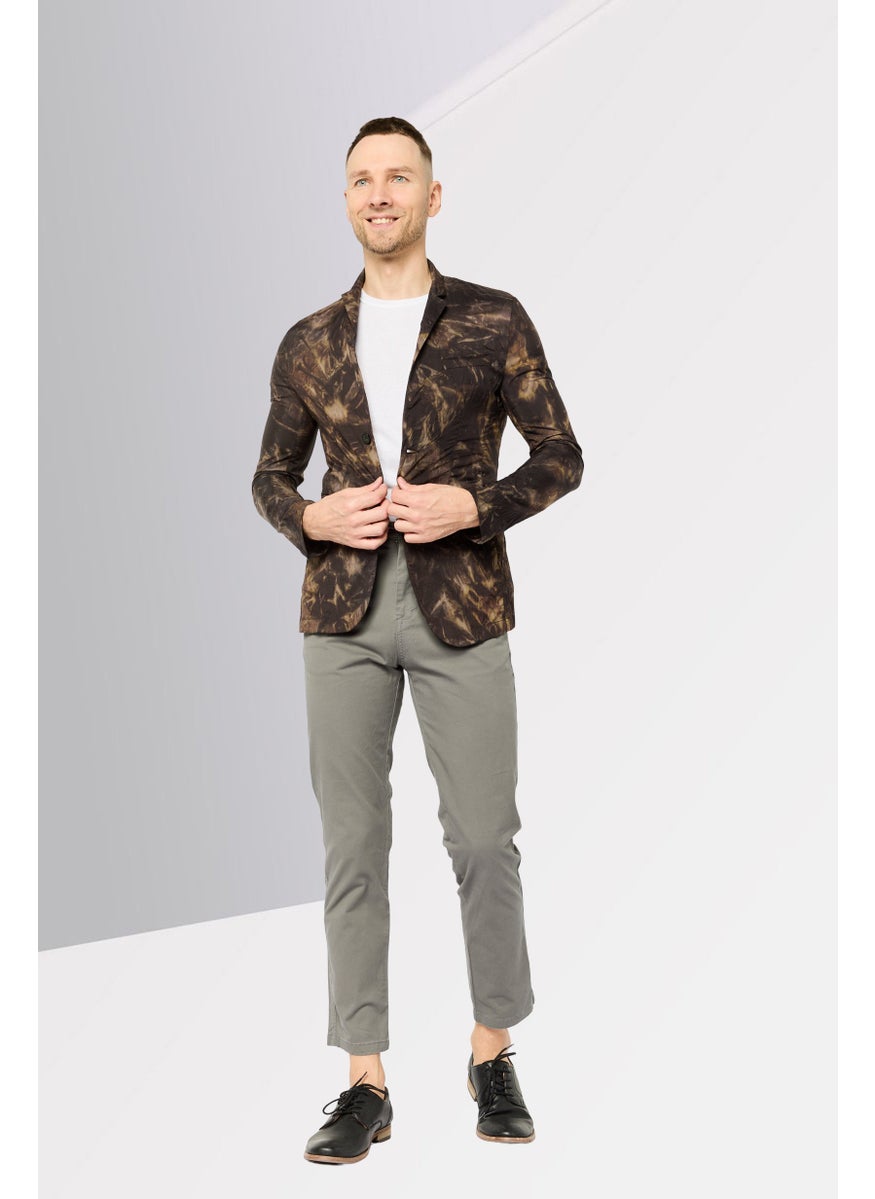 Men Regular Fit Textured Casual Blazer, Brown