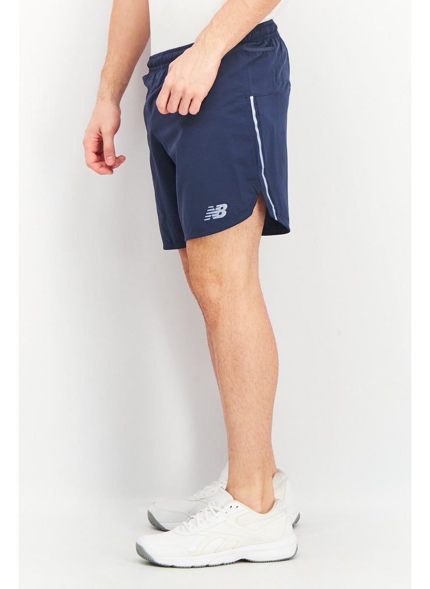 Men Athletic Fit 7 Inseam Drawstring Running Short, Navy
