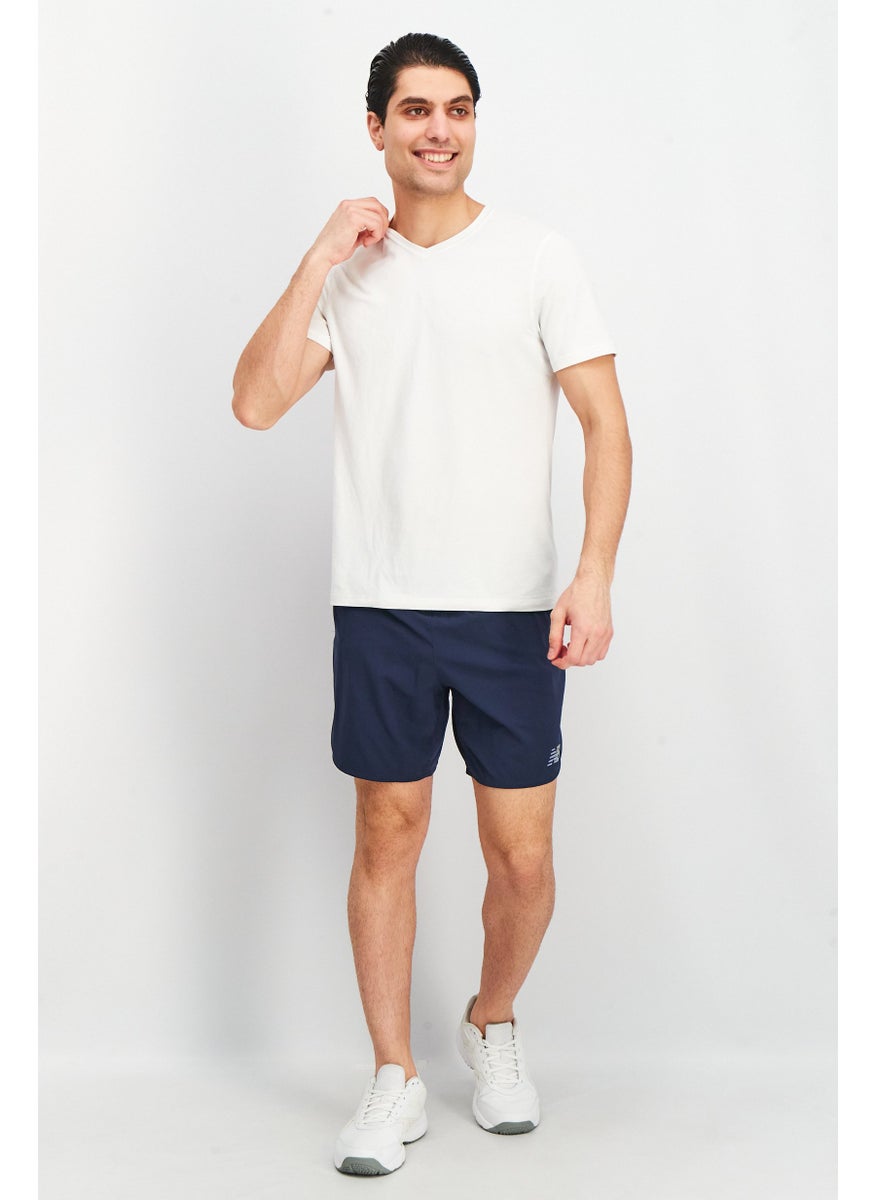 Men Athletic Fit 7 Inseam Drawstring Running Short, Navy