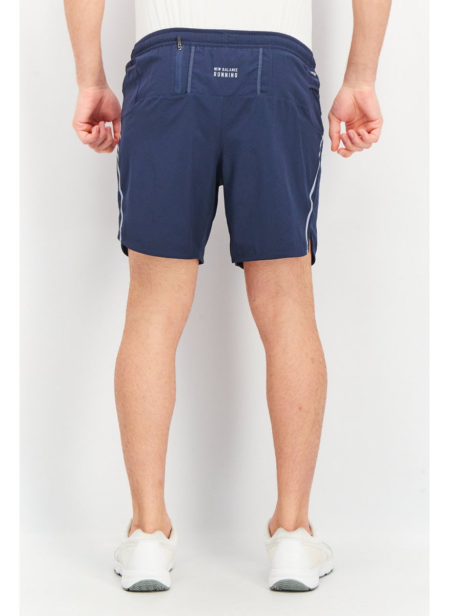 Men Athletic Fit 7 Inseam Drawstring Running Short, Navy