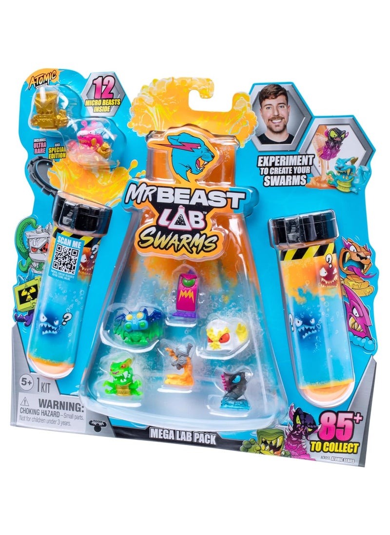 MrBeast Lab Swarms Atomic Series 12 Pack | Crab Cat Test Tube Surprise! Discover | Collect & Trade 85+ Micro Beasts