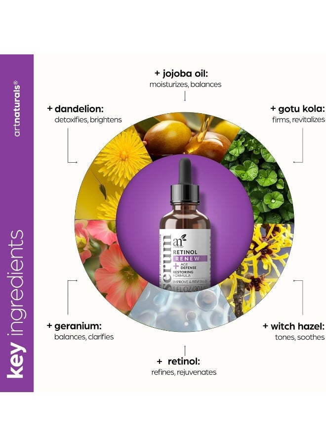 ArtNaturals Retinol Serum for Face - with Vitamin C, 2.5% Retinol Oil & Hyaluronic-Acid - Skin Clearing - Anti-Aging, Anti-Wrinkle Eye Serum - Skin Repair, Night Therapy (1 Fl Oz / 30ml) (ANGA-0127)