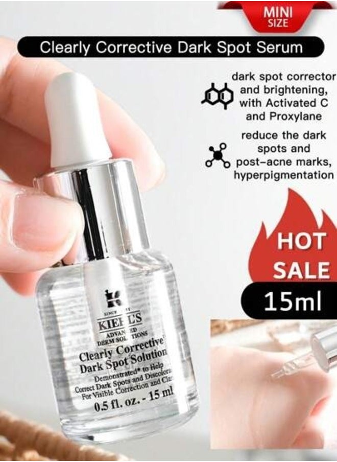 Kiehl's Clearly Corrective Dark Spot Solution – Brightening & Even-Tone Serum with Activated C, White Birch, & Peony Extract, Reduces Dark Spots & Hyperpigmentation, 15ml (0.5oz)
