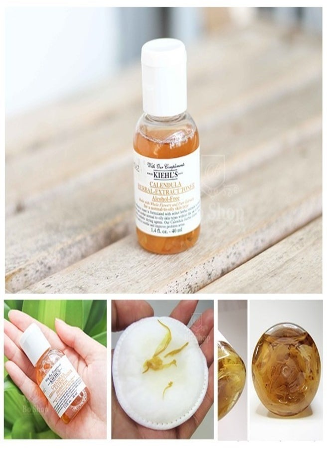 Kiehl's Calendula Herbal Extract Alcohol-Free Toner – Soothing & Balancing Face Toner for Normal to Oily Skin, with Calendula Flower Extract & Allantoin, Gentle & Hydrating, 40ml