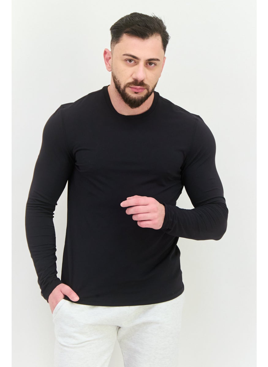 Men Sportswear Fit Long Sleeve Training T-Shirts, Black