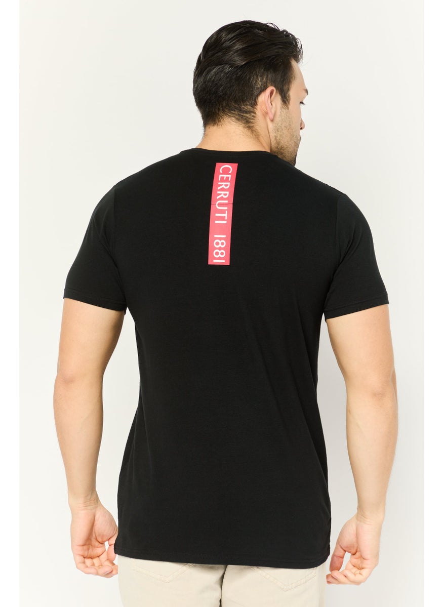Men Crew Neck Short Sleeve Solid T-Shirt, Black