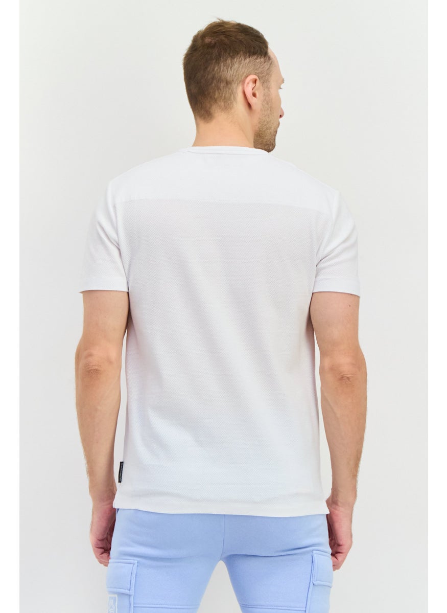 Men Crew Neck Short Sleeves Textured T-Shirt, White