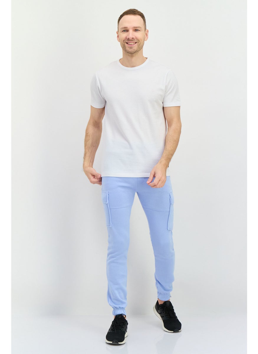 Men Crew Neck Short Sleeves Textured T-Shirt, White
