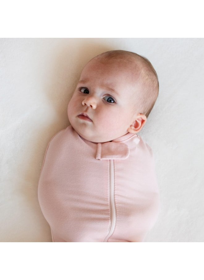 Woombie Simply Baby Swaddling Blanket I Soothing, Cotton Baby Swaddle I Wearable Baby Blanket, Pink Blush, 0-3 Months