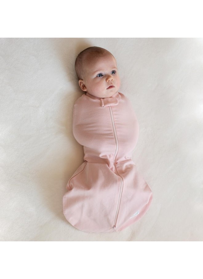 Woombie Simply Baby Swaddling Blanket I Soothing, Cotton Baby Swaddle I Wearable Baby Blanket, Pink Blush, 0-3 Months