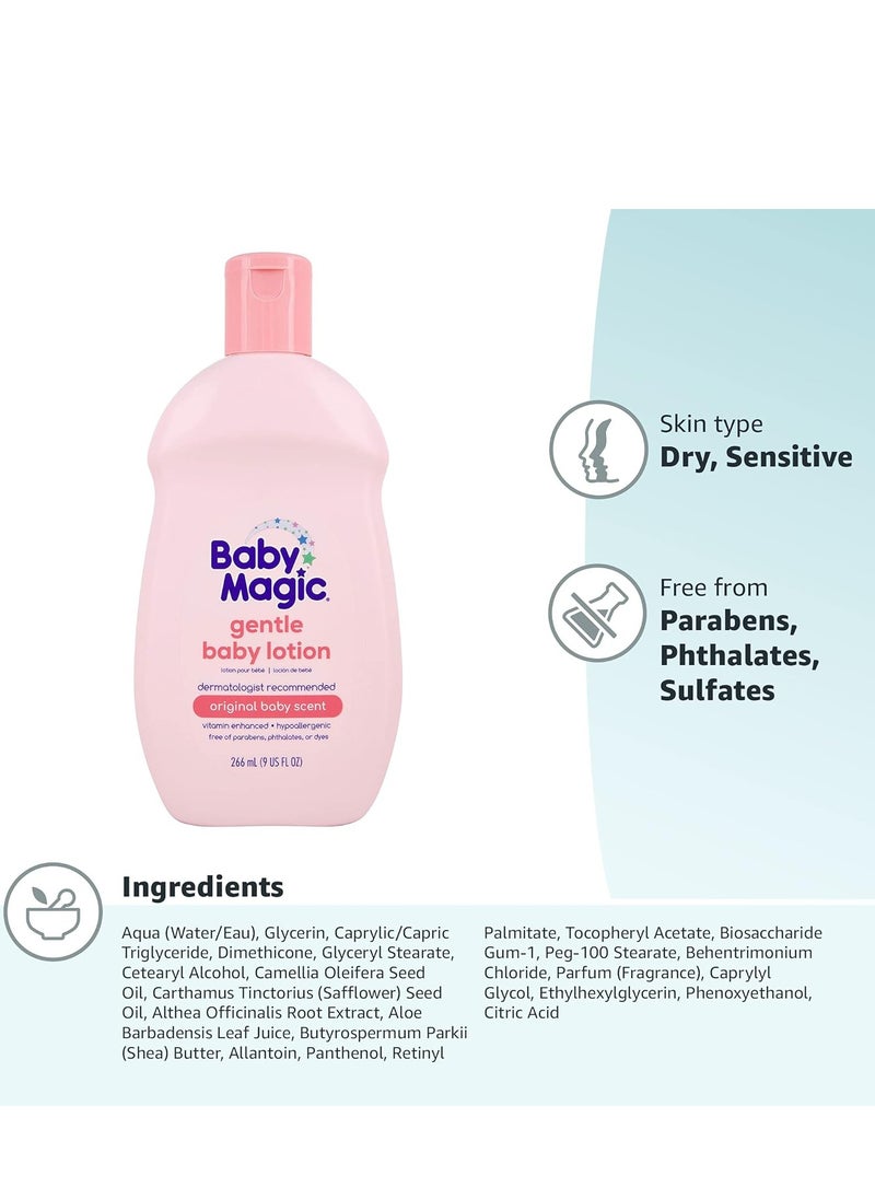 Baby Magic Gentle Baby Lotion 9oz Vitamins & Aloe Free of Parabens, Phthalates, Sulfates and Dyes, Camellia Oil & Marshmallow Root, 9oz (Pack of 1)