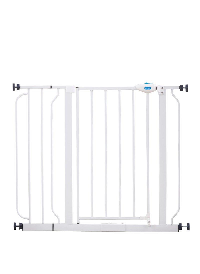 Easy Step Walk-Through Safety Gate | Adjustable Baby Gate for Doorways & Stairs | Fits 74-86 CM & 89-98 CM Wide | 76 CM Tall | Pressure Mount | Secure & Durable