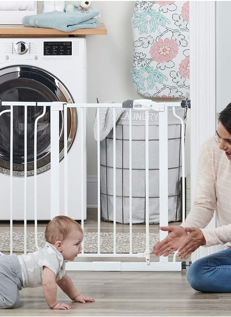 Easy Step Walk-Through Safety Gate | Adjustable Baby Gate for Doorways & Stairs | Fits 74-86 CM & 89-98 CM Wide | 76 CM Tall | Pressure Mount | Secure & Durable