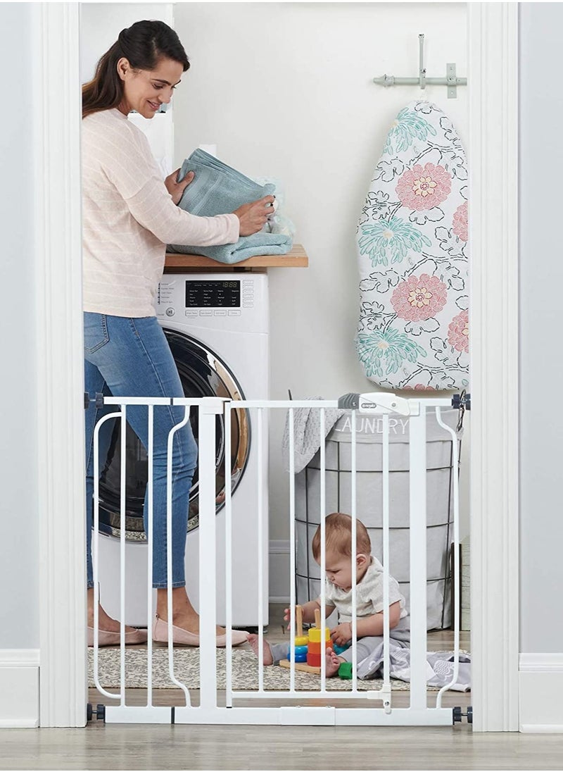 Easy Step Walk-Through Safety Gate | Adjustable Baby Gate for Doorways & Stairs | Fits 74-86 CM & 89-98 CM Wide | 76 CM Tall | Pressure Mount | Secure & Durable
